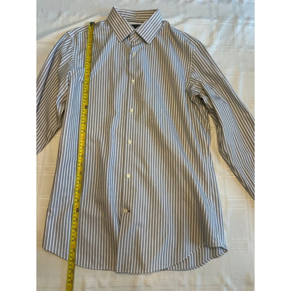 Banana Republic Dress Shirt Mens M Blue White Striped Non-Iron Slim Fit Cotton